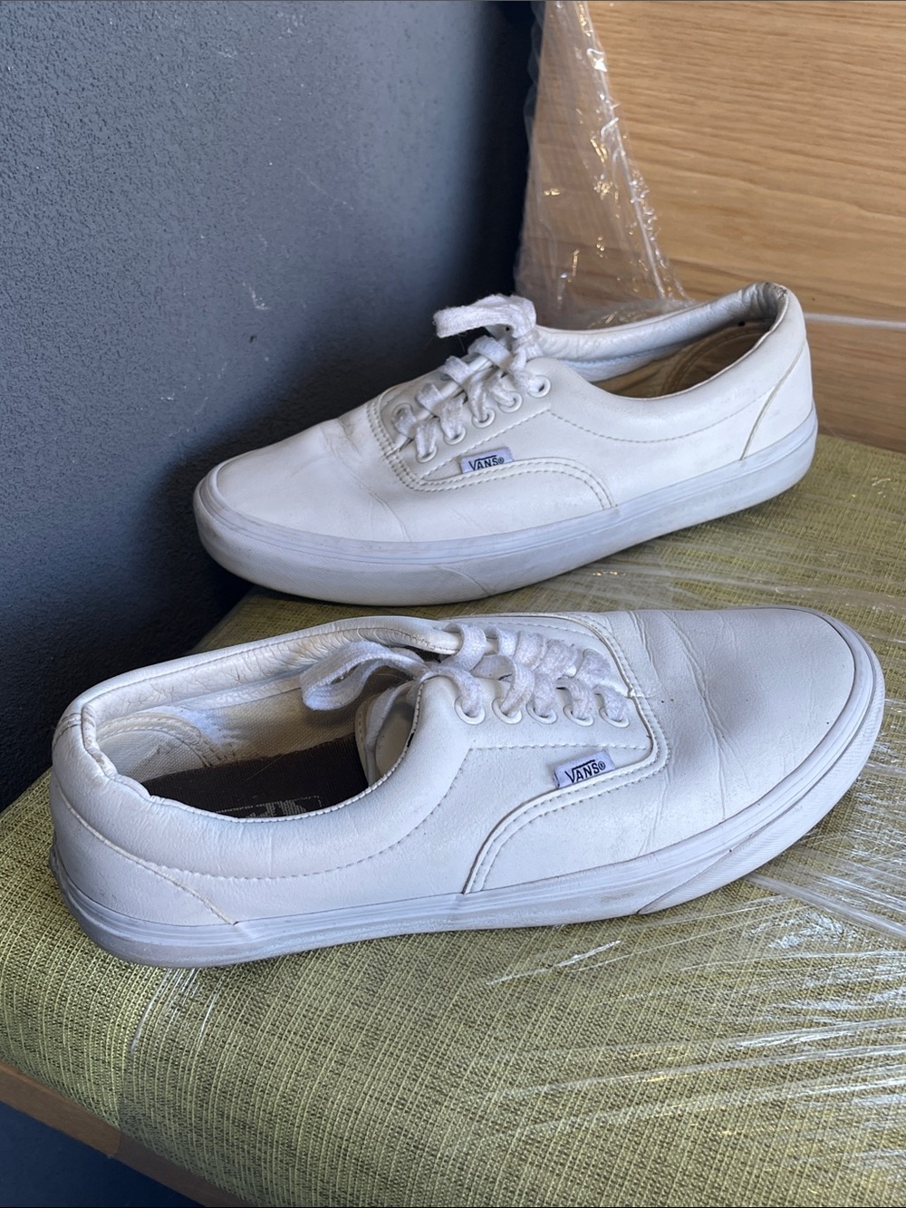 Vans White Low-Top Leather Lace-Up Sneakers SZ. 8 Men’s